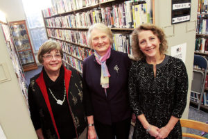 Program speakers Sylvia Belkin, of Swampscott Historical District Commission, Mass. Board of Library Commissioners Chair Mary Ann Cluggish, and the Commonwealth's First Lady Lauren Baker gather at the event. 