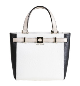 KATE SPADE NEW YORK Leo Houston Street exotic leather bag in black and offwhite, $129.99 (originally $328). Available at Marshalls, 1005 Paradise Road.