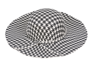 Black and white houndstooth wide-brimmed felt hat, $36. Available at Infinity Boutique, 427 Paradise Road.